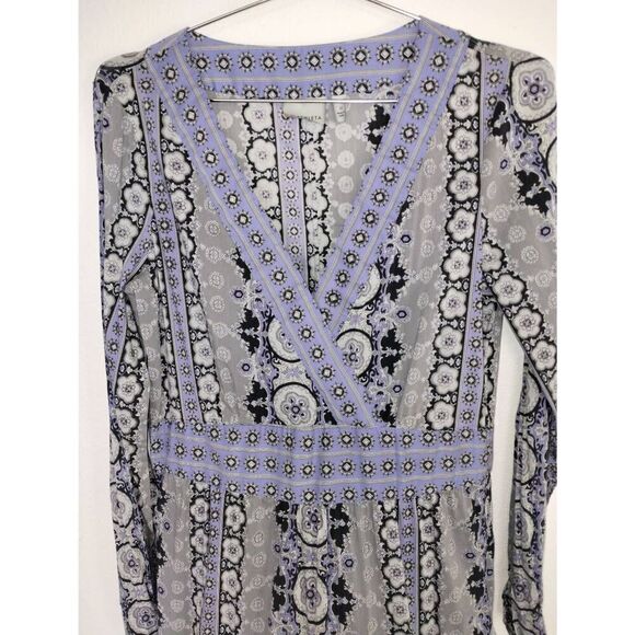 Athleta Womens Dress Sz Medium Mini Gray Lavender Tunic Wrap Stretch Cottagecore - Picture 7 of 14